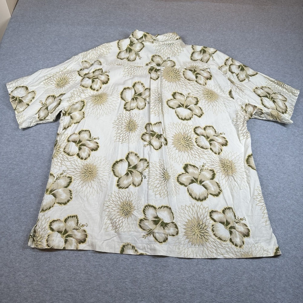 Colo Wear Hawaiian Shirt Mens XL Ivory Hibiscus Flower Aloha Cotton Rayon - Picture 4 of 7